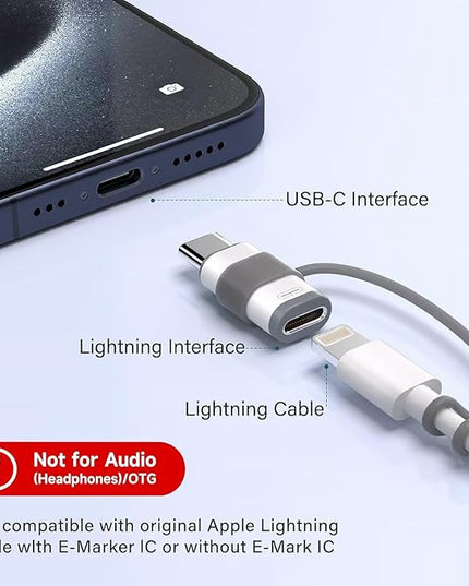 4 Pack Lightning to USB C Adapter for iPhone 15/16/17/17 Pro Max/Plus,Samsung S25,Support Charging & Data Transfer,Type C Charger Connector Cable,Lightning Female to USB C Male Adapter,Not for Audio