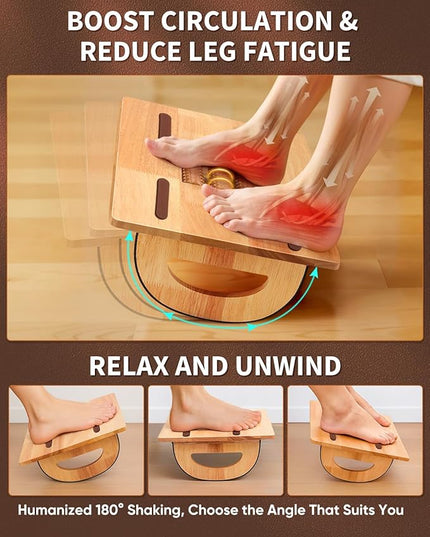 ONUEMP Foot Rest for Under Desk at Work, Wooden Small Foot Stool Footrest with Roller Massager, Ergonomic Rocking Office Footstool Desk Stool for Feet, Leg Rest Rocker Stand for Chair Computer Gaming