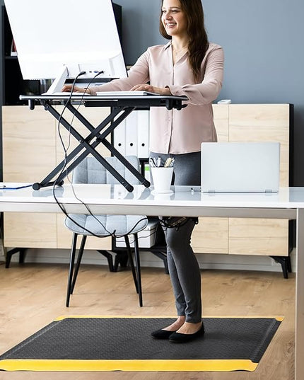 3 x 6 FT Anti Fatigue Mats Industrial 15/16 Inch Thick Soft Sponge Ergonomic Mat Durable Heavy Duty Diamond Plate for Standing Non Slip Industrial Grade Floor Mat for Leg & Back Pain