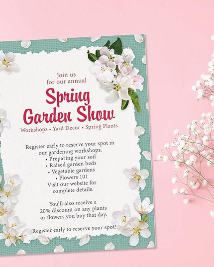 Current White Spring Bloom Floral Letter Paper - Spring Stationery Papers With Decorative Bloom Border, Printable Holiday, Wedding & Bridal Shower, & Invitation Sheets, Set of 25, 8 1/2" x 11"