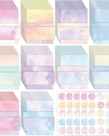 EggSun 250Pcs Watercolor Stationery Paper and Envelope Set with 100 Letterhead Papers and 50 Envelopes, 10 Design for Letter Writing Invitations Computer Holidays Party Notes, 8.5x11 Inch-Aesthetic