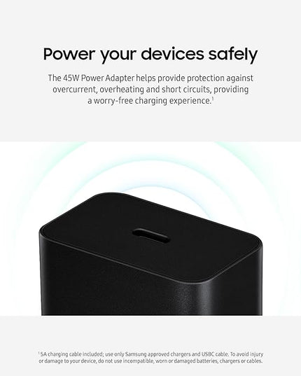Samsung 45W Wall Charger Power Adapter with Cable Included, Super Fast Charging for Galaxy Phones, Tablets and USB Type C Devices, Low Standby Power Consumption, EP-T4511XWEGUS, White
