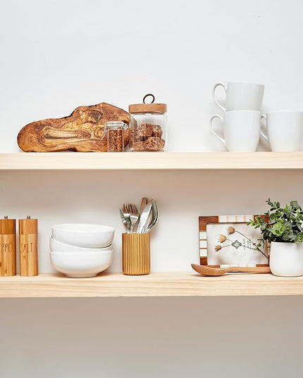 Homeforia 36 inch Natural Floating Shelf, High End Solid Real Wood 36inch Small Floating Shelves for Wall Mounted, Natural Wooden Floating Shelves, Heavy Duty Bracket, 36 X 6.5 X 1.75 in, Set of 2