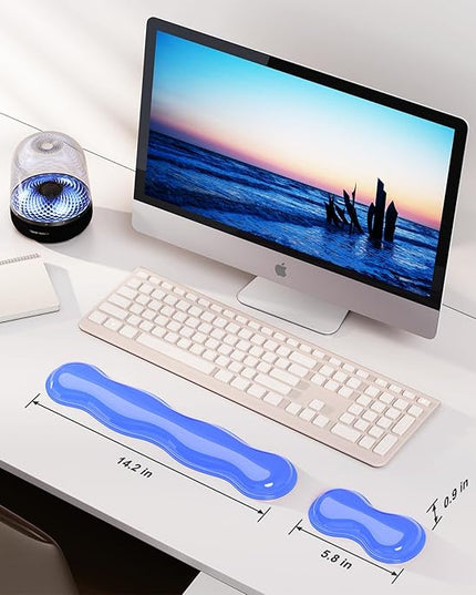Gel Keyboard and Mouse Wrist Rest Set, Comfort Ergonomic Wrist Support, for Wrist Pain Relief, Computer Keyboard Wrist Rest (Blue)