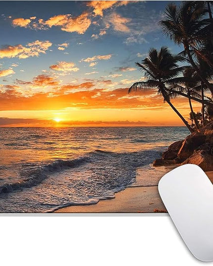Square Mouse Pad Beach Sunset, Personalized Premium-Textured Custom Mouse Mat Design, Washable Mousepad Cloth, Non-Slip Rubber Base Computer Mouse Pads for Wireless Mouse