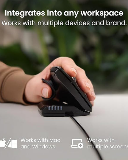 Contour Unimouse Ergonomic Vertical Mouse Adjustable 35°-70° Tilt Angle, 6 Programmable Buttons for Productivity, Customizable Thumb Rest for Wrist Pain Relief | Plug & Play Mac/PC - Wired - Left