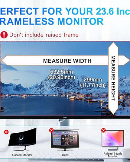 GUDTEKE Magnetic 23.6 Inch Privacy Screen for Computer Monitor 16:9 Aspect Ratio, Hanging Removable Anti-Blue/Glare Protector Film, Anti Spy Desktop Security Private Filter 23.6in