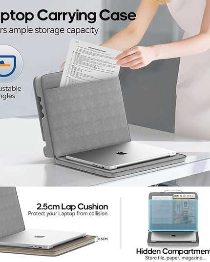 Heyife Laptop Desk for Lap with Cushion, Computer Lap Desk Laptop Pillow for Couch, Bed, Car, Adjustable Computer Pillow Stand As Carrying Case for up to 15'' PC/Mac, Tablet, iPad, Kindle, Gray