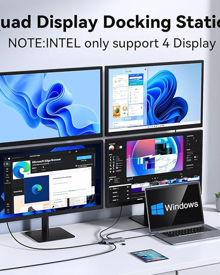 USB C to Dual HDMI Adapter,USB C Docking Station Dual Monitor Hub for Dell/HP/Lenovo Laptop,iPhone 15,USB C Hub Dongle Multi Monitors Adapter with 2 HDMI Ports+Displayport DP Port+VGA+3 USB