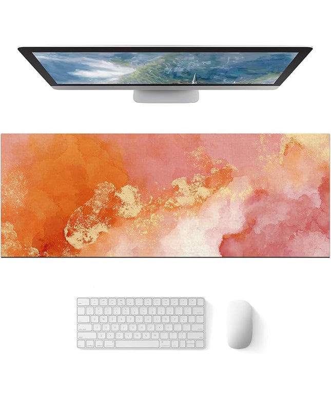 XL Mouse Pad Gaming Mousepad 31.5 x 11.8 Inch Large Keyboard Mat Mouse Pad for Home and Office Desk Accessories with Abstract Watercolor Art Design and Smooth Diatomite