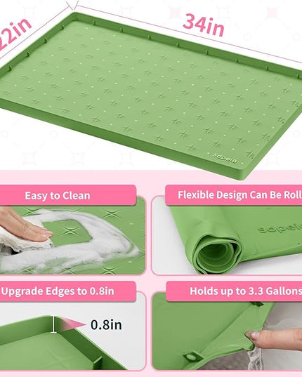 Sdpeia Under Sink Mat 34"×22" Waterproof Silicone Cabinet Liner & Sink Protector for Kitchen & Bathroom, Multi-Purpose Organizers Tray for Pets, Laundry, Cat Litter Mat