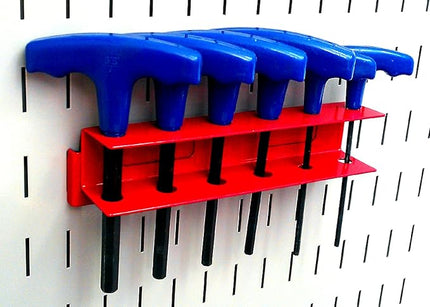 Wall Control Screwdriver Holder Bracket Slotted Metal Pegboard Accessory Slotted Tool Board - Red