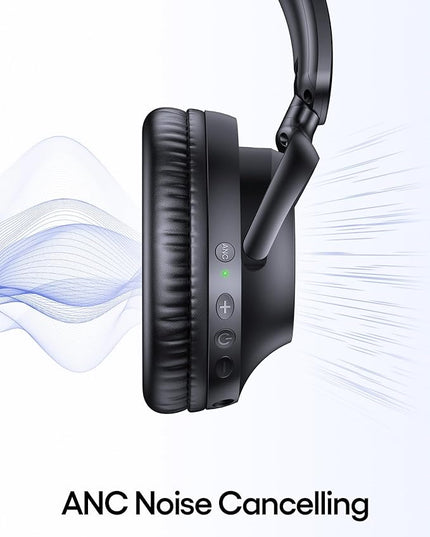 TAGRY Hybrid Active Noise Cancelling Bluetooth Headphones 100H Playtime Wireless Over Ear Headphone with Fast Charging Hi-Res Audio Headsets Comfort Earcups for Commute Travel Office Phone PC Black