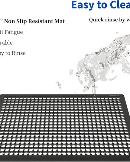 36" Anti Fatigue Large Rubber Floor Mat, Commercial Grade Grease Resistant Kitchen Mat with Drainage Holes for Restaurants,Bars,Commercial,Kitchens,Garages,Black(4 PCS)
