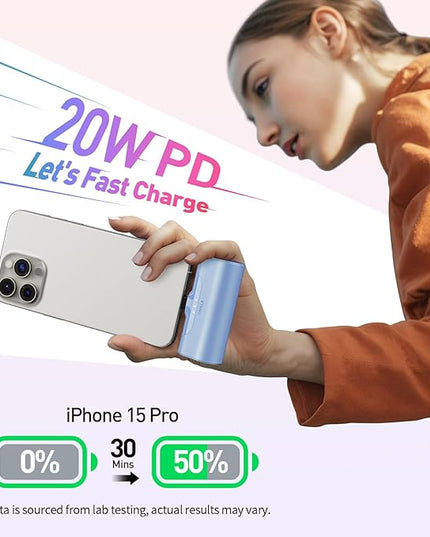 iWALK Portable Charger for iPhone 17/16/15 USB-C Small Power Bank 20W 4,500mAh Fast Charging Battery Pack Compatible with iPhone 15/16/17 Plus/17 Pro/17 Pro Max, Samsung Galaxy S25/S24/S23 Android