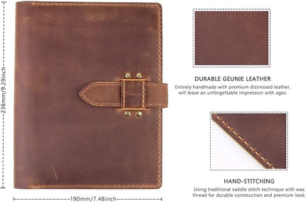 Robrasim Handmade Leather Sketchbook Cover, Leather Artist Sketch Pad Cover for 5.5" x 8.5" Sketchbook, Drawing Book and Pencil Case, Journal Notebook Portfolio, Artis Gifts-Brown