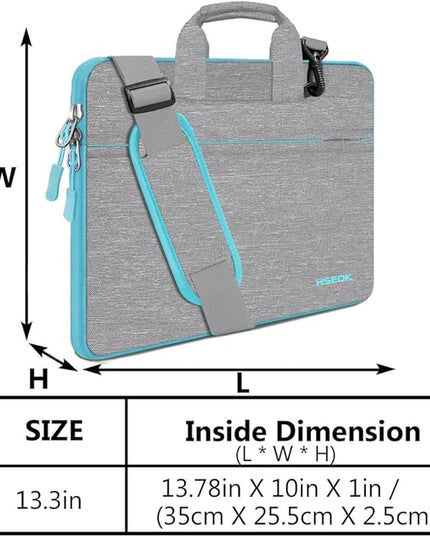 Laptop Shoulder Bag 13 13.3 14 Inch Case Compatible with MacBook Pro 14 2025-2021 M4/M3/M2/M1, Mac Air/pro 13-13.3 Inch and Most Popular 13-14 Notebooks,Spill-Resistant Briefcase,Gray&Light Blue