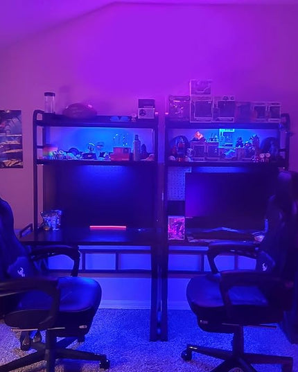 31.4in Gaming Desk with Bookshelf Combo, Computer Desk with Pegboard, Large Writing Table with Desktop Shelves, Ample Leg Room, for Home Office (Black, 31.4in)