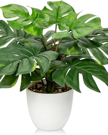 Hollyone Artificial Monstera Plant Faux Monstera Deliciosa Plant Potted Fake Tropical Plants in Pot for Indoor Outdoor Home Decoration