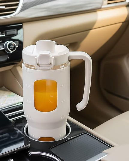 32oz Glass Tumbler with Straw Handle and 2-IN-1 Sip & Spout Lid, Reusable Iced Coffee Cup for Smoothie, Matcha, Milkshake, Leakproof Glass Water Bottle with Straw and Silicone Sleeve, BPA Free-White