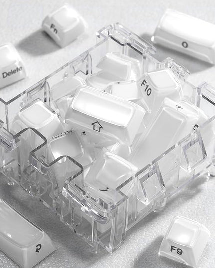 XVX White Keycaps, Crystal Jelly Keyboard Key caps OEM Profile Side Printed Keycap Set Compatible with 61/68/84/87/98/100 ANSI Layout MX Switches Mechanical Keyboard