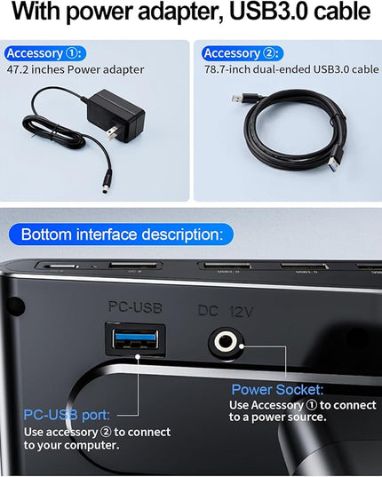Computer Monitor Stand Riser for Desk with Usb Hub Charging,30W/5Gbps Usb C Docking Station with Power,4.5-6.3''Freely Height Adjustable with Phone Holder,Monitor Stands Riser for PC,Laptop,Printer,TV