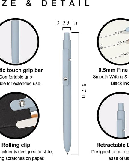 VICO Gel Pens, 5 Pcs 0.5mm Quick Dry Black Ink Pen Fine Point Smooth Writing Pens, Aesthetic Cute Office School Supplies Gifts for Women Men, High-End Series for Journaling Note Taking