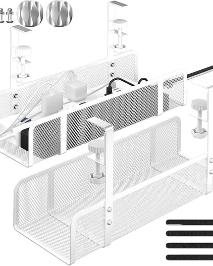 Under Desk Cable Management Tray, Wire Management Desk Cable Organizer Cable Management Box, Cord Organizer Storage for Office, Home