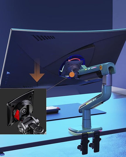 NB Gaming Monitor Arm or for 32 to 60 Inches Screen, Load up to 20 kg, VESA 75/100, RGB-Light, Heavy Duty, Multi Angle Adjustable, Premium Aluminum, Green