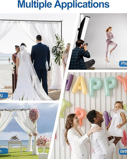 Backdrop Stand, 6.5ft Height 9ft Width Adjustable Photography Background Support Poles with Heavy Duty Flat Base, Photo Metal Steel Pipe and Drape Frame Kit for Parties Birthday Wedding