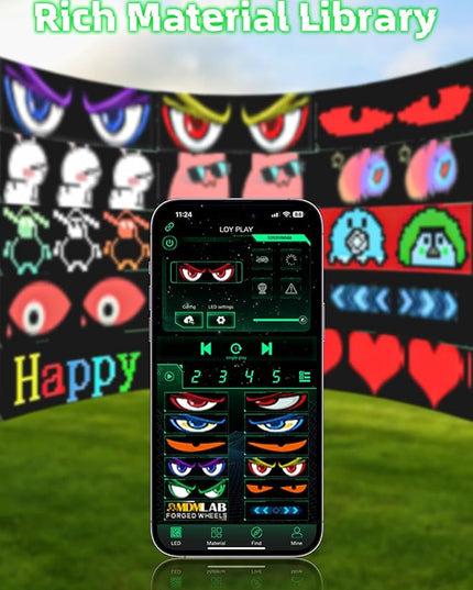 24 "* 5" Golf Cart Devil Eyes Light Sign,LED Sign for Store, Programmable Flexible LED Matrix Panel with APP and Remote Control,Pre-Made Animations & Customizable