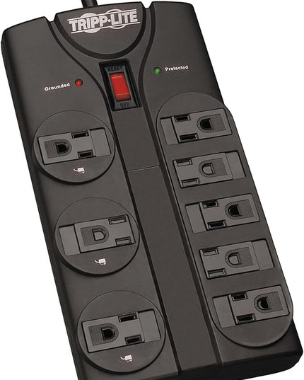 Eaton Tripp Lite Series TLP808B 8 Outlet Surge Protector Power Strip with Flat Plug, 1440 Joule Rating, Black, UL Listed & Certified, 8ft Extension Cord with Multiple Outlets for Home Office