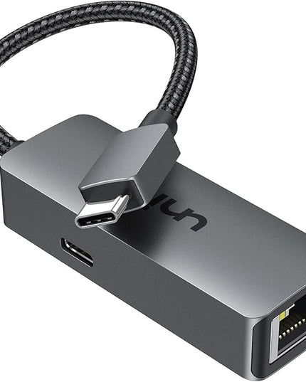 uni USB C to Ethernet Adapter with 100W Charging Port, RJ45 to USB C 1Gbps Type-C Gigabit Ethernet LAN Network Adapter Power Delivery PD for Laptop, MacBook Pro/Air, Dell XPS, Chromebook, Surface book