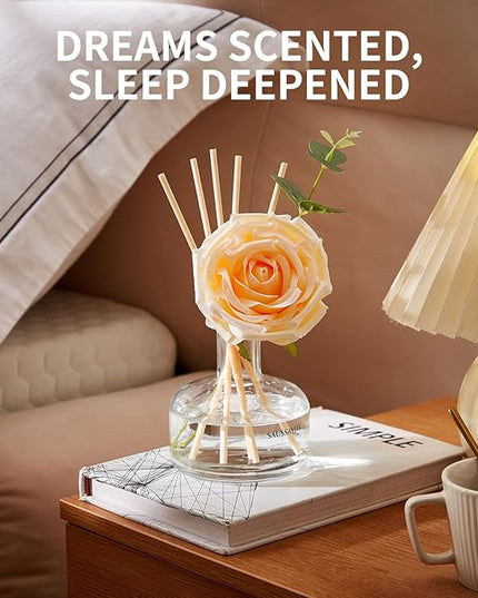 Reed Diffusers Set, 7.10 oz Vanilla Scented Diffuser with 7 Sticks, Long Lasting Home Fragrance for 120 Days, Perfect for Bathroom, Shelf Decor, Air Fresheners