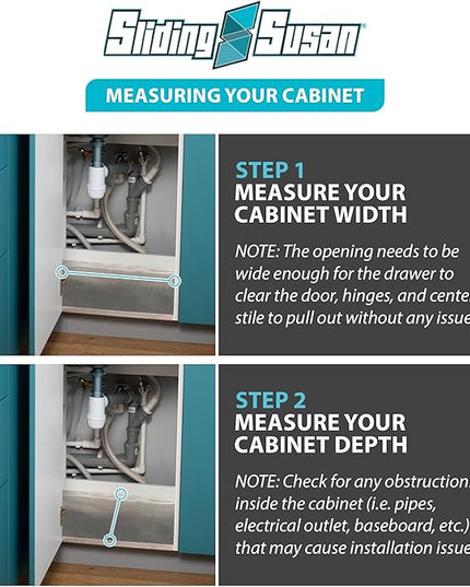 SlidingSusan Pull Out Drawer Organizer for Cabinets, Gliding Soft Close Shelves for Kitchen, Pantry, Bathroom, & Storage Organization, Hard Rock with MDF Core, 14 Inch Wide x 21 Inch Deep