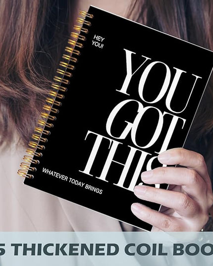 Yhtrg You Got This Inspirational Spiral Notebook Journal, Inspirational Notebook for Women, Motivational Journals, Black Motivational Positive Notebooks for Office School Supplies, 5.5x8.3 Inch