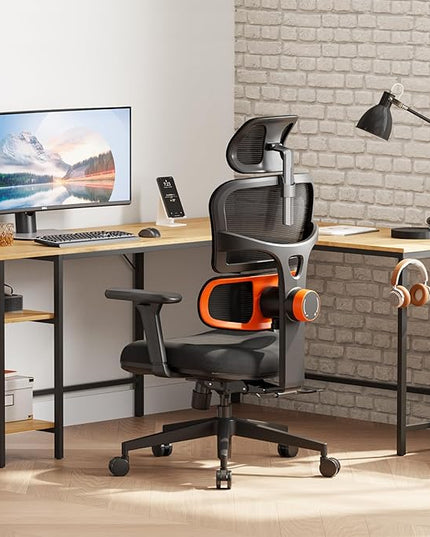 Newtral Office Chair Ergonomic - Home Office Desk Chair, Big and Tall Office Chair, Auto-Following Lumbar Support for Back Pain, Adjustable Seat Depth and Height (No Footrest, Black)