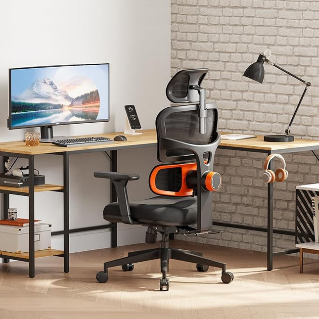 Newtral Office Chair Ergonomic - Home Office Desk Chair, Big and Tall Office Chair, Auto-Following Lumbar Support for Back Pain, Adjustable Seat Depth and Height (No Footrest, Black)