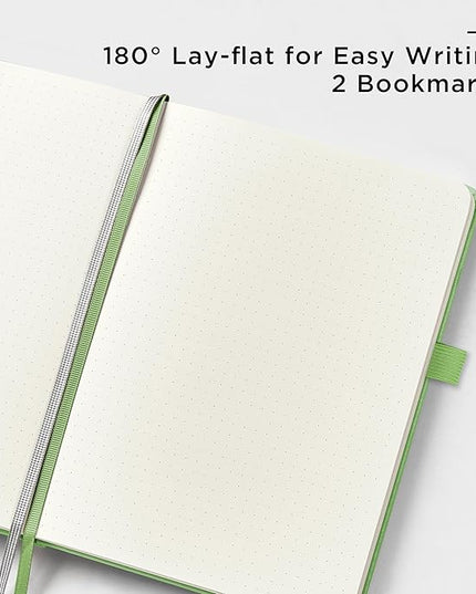 &And Per Se Dotted Journal Notebook, A5 Hardcover Leather Bullet Dotted Journal, 160 Pages 100 gsm Thick Paper, 3 Sheets of Stickers Included- 5.7'' x 8'' (Pastel green)