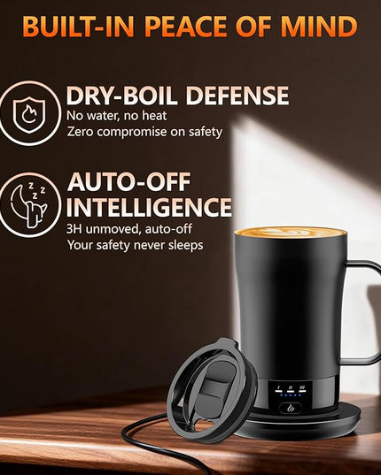 Self-Heating Coffee Mug, 14oz Heated Coffee Mug Rechargeable - Temperature Control Cup Keep Drinks Hot, Smart Cup Great Gift for Women & Slow Sippers