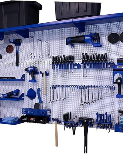 OmniWall Weekend Warrior XL Metal Pegboard Wall Organization System (White/Blue)