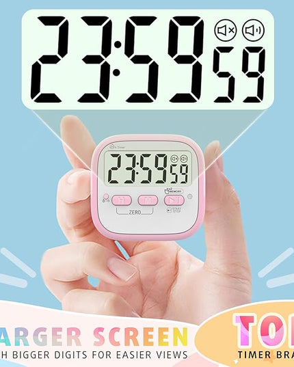Antonki 2 Pack Classroom Timers for Kids Teachers, Magnetic Countdown Digital Kitchen Timer for Cooking, Study, Exercise, Games, Time Mangement - Loud/Silent Mode - Battery Included