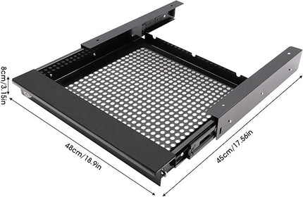 18.9" Under Desk Storage Drawer with Holes, Locking Design Black Sliding Pull-Out Drawer for Sit Stand Workstation