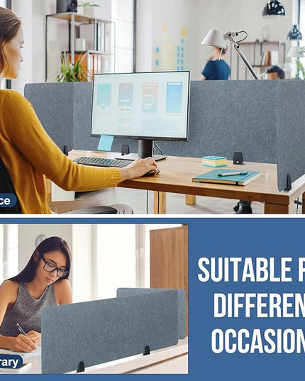 Yaomiao 3 Pcs Acoustic Desk Divider Soundproof Desk Privacy Panel Freestanding Desk Partitions Sound Absorbing for Students Office Reduce Noise Visual Distractions (47.3 x 16", 24 x 16", Light Gray)