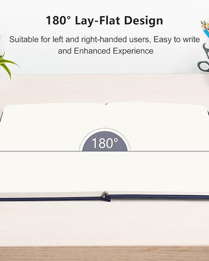 RETTACY Blank Journal Notebook, 192 Pages, A5 Medium Size (5.7'' x 8.3''), Leather Hardcover, 100 GSM Thick Paper, for Sketching, Drawing, Painting (Navy Blue)