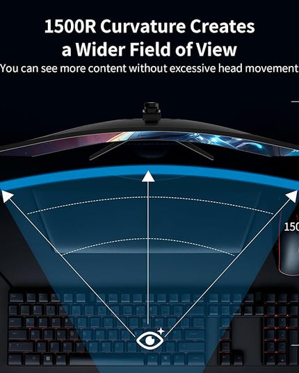 SANSUI 34-Inch Curved Gaming Monitor UWQHD 3440 x 1440 Up to 165Hz Curved 1500R - PIP/PBP, 1ms(MPRT), HDR, 300nits, sRGB 125%, DCI-P3 95%,FreeSync,HDMIx2,DP1.4 x2 (DP Cable Included)