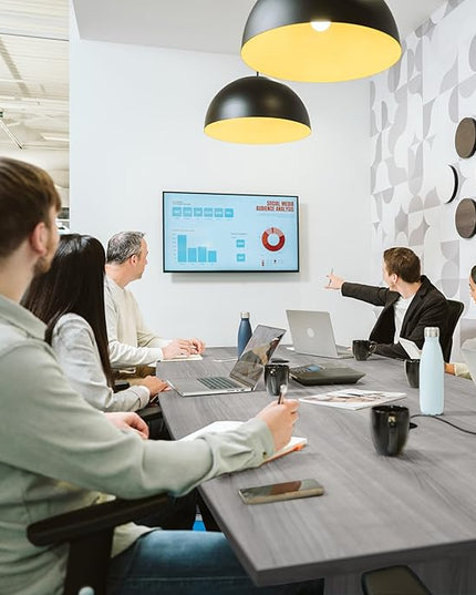 Bush Business Furniture 96-inch Office Conference Table with Wood Base, Boardroom Meeting Space for 8 Users, Platinum Gray