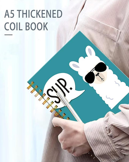 iampanda Spiral Journal Notebook,Strong Twin-Wire Binding with Premium Paper for Girl Women,Funny 60 Sheets A5 College Ruled Notebook/Journal,Perfect for School Office Home Gifts,Cute Sup Llama