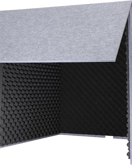 Desktop Soundproof Cover 31" H X 31" W X 31" L Recording Booth Portable Vocal Recording Booth with Double Sound Insulation Vocal Sound Absorbing Shield for Recording Studios, Offices（Black+Gray）