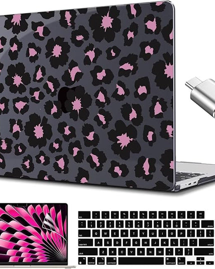 CISSOOK Compatible with MacBook Air 13.6 inch Case M4 M3 M2, Plastic Hard Shell Case Keyboard Cover for MacBook Air 13 2022-2025 Model A3240 A3113 A2681, Black Floral